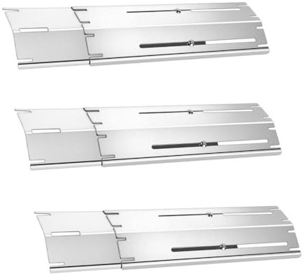 Naisfei 3 Pack Flame Distributor, 29.8 cm to 53.3 cm, Adjustable Burner Cover, Gas Grill, Stainless Steel Flame Diffuser, Aroma Rails, Grill Replacement Parts, Suitable for Most BBQ Areas
