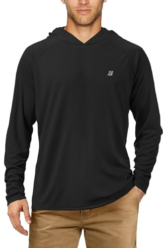 Roadbox Herren UPF 50+ Kapuzenpullover Shirt, UV Sonnenschutz Langarmshirt, Outdoor Wassersport Rashguards für Sommer Angeln