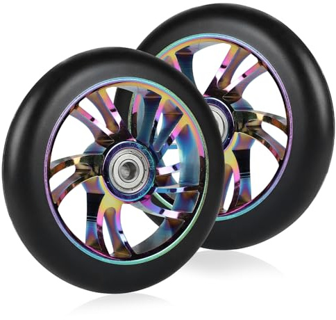 Ruedas de repuesto DBREAKS para patinete de 120 mm, 2 unidades, con rodamientos ABEC 9, dureza 88A, adecuadas para todo tipo de patinetes (Negro Multicolor)