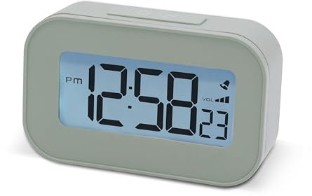 Acctim Kyle Digital Alarm Clock, LCD Digital Display with White Backlight, Snooze Function, Volume Control (Soft Lichen)