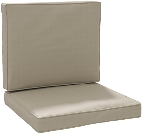 Outsunny Coussins pour Chaise Fauteuil de Jardin Coussins d'assise de Dossier déhoussables Grand Confort Coussins matelassé rembourré Mousse Tissu Polyester Kaki