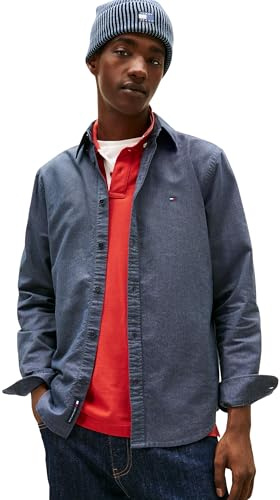 Tommy Jeans Camisa Hombre Oxford Camisa Informal, Azul (Dark Night Navy), XXL