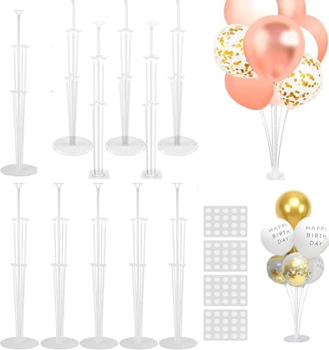 10 juegos de soportes para globos, soportes de 70 cm para mesa con 2 tipos de bases, varillas de plástico para globos y soportes para decoraciones de bodas, fiestas de cumpleaños