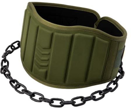 Cinturón de Levantamiento de Pesas, Cinturón de Lastre Dominadas, Cinturon Gym con Cadena, Accesorios de Culturismo y Fitness, Entrenamiento de Fuerza para Casa y Gimnasio (Verde)