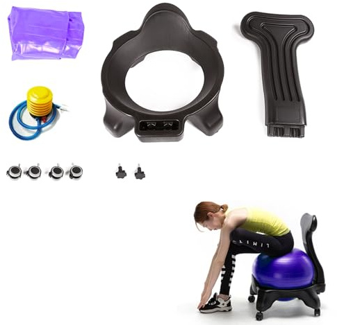 WHIPIN Sedia da ufficio con palla da yoga, sedies da scrivania ergonomiche con schienale e ruote, sedie portatili con palle da ginnastica con strisce antiscivolo, per palestra, casa(Purple)