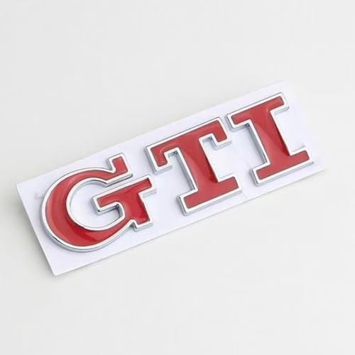2Pcs Car Styling Logo Emblem for VW GTI,Waterproof Adhesive Rear Trunk Badge Upgrade Exterior Car Decor Sticker,Red