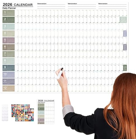 Almanacka 2026 | Väggalmanacka Daglig Planerare - Daglig Planerare För Studenter Lärare Kontor Vardagsrum Inredning 43x58 Centimeter Vikbar