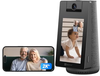 EZVIZ Telecamera WiFi Interno 2K+ 360° con Videochiamata, Rilevamento AI Persone/Animali/Pianto, Monitoraggio Bambini e Anziani, Album Digitale e Altoparlante Bluetooth, WiFi Dual-Band 2,4/5GHz, S10