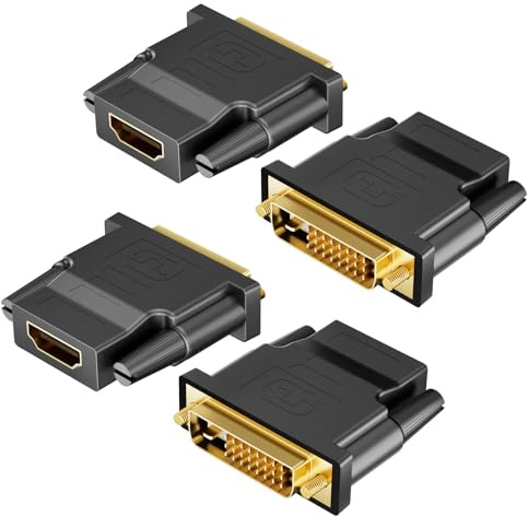 Ticenpe Adaptador DVI a HDMI, DVI-D macho a HDMI hembra, adaptador 1920 x 1200 1080P, conversión bidireccional DVI (24+1) a HDMI convertidor para PC, monitor, ordenador portátil, televisor, proyector