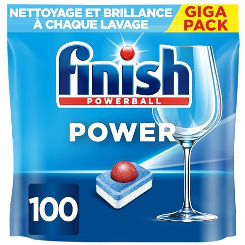 Finish Pack de 100 Lave Vaisselles Tablettes Multifonctions Tout en 1 Power Ball