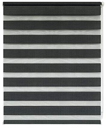 EXKLUSIV HEIMTEXTIL Duo Doppelrollo Klemmfix Fensterrollo ohne Bohren mit Pendelsicherung anthrazit 70 x 160 cm