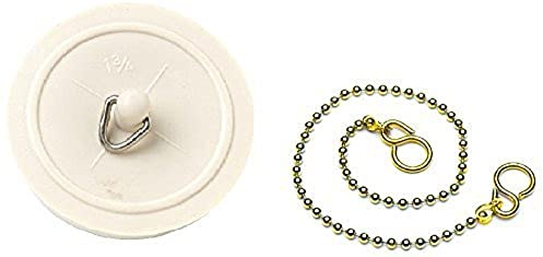 Merriway BH03434-45mm tapón de la bañera y la cadena de bolas de latón - blanco