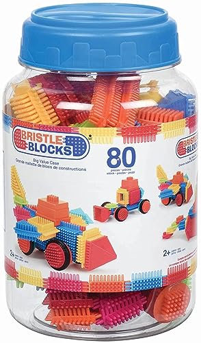 Bristle Blocks 80 Teile Bausteine Riesen Set – Lernspielzeug Bauklötze mit Borsten, Motorikspielzeug – Kinder und Baby Spielzeug ab 2 Jahren