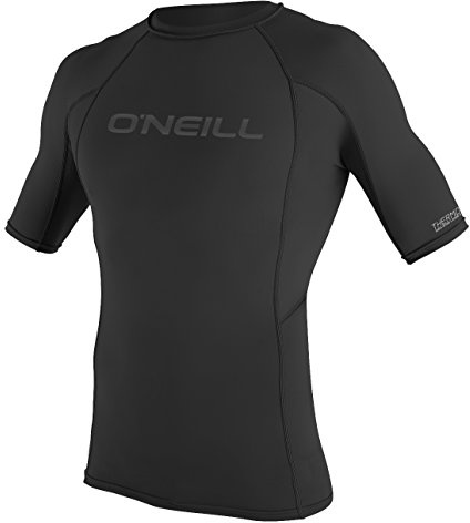 O'Neill Men's Thermo-X Short Sleeve Crew-Neck Rashguard, UPF 50+ Sun Protection with 4-Way Stretch Thermal Fleece Fabric, Black, Large