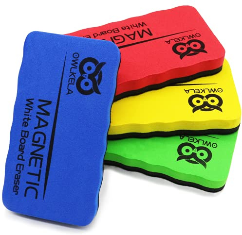 OWLKELA Magnetic Whiteboard Eraser, Dry Eraser Board Erasers, Dry Eraser for White Board, for Classroom, 4 Pack, Perfect for Home, College and Office Use
