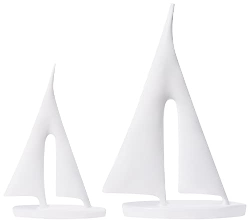 Saysmile Modern Sculptures Home Decor, Sailboat Decor Ornament, Boat Decorations Statue Decor, Art Sculptures and Statues, Sailboat Gifts Home Office Bathroom Shelf Decor (White-2 Pack)