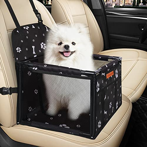 SWIHELP Siège de Voiture Portable pour Chien avec Laisse de sécurité à Clipser et Tuyau de Support en PVC, Anti-Pliage, Parfait pour Les Petits Animaux de Compagnie