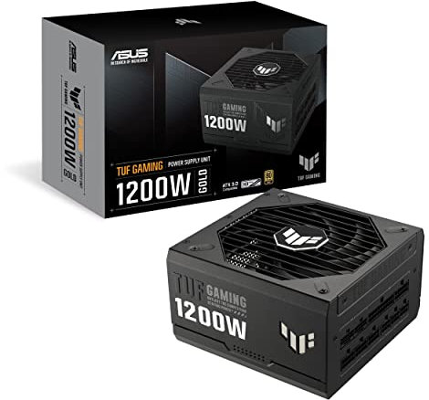 ASUS TUF Gaming 1200W Gold (1200 Watt, Fully Modular Power Supply, 80+ Gold Certified, Military-grade Components, Dual Ball Bearing, Axial-tech Fan, PCB Coating, 10 Year Warranty)