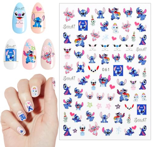 Adesivi per Unghie, Adesivi Unghie Sticker Unghie Bambini Ragazze Adesivi Blu per Nail Art Unghie Nail Art Kawaii Cartoon per Donne, Ragazze, Art Sticker Unghie (Oltre 70 Decalcomanie)