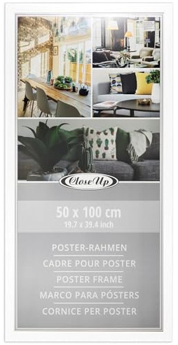 Close Up affischram 50 x 100 cm vit bildram av MDF med okrossbar PVC-glasruta – profilbredd 30 mm