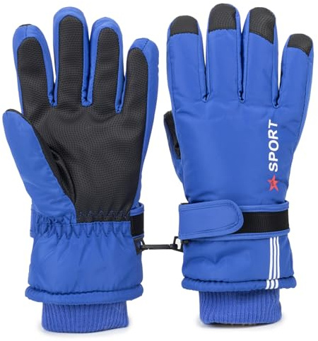 KorhLeoh Winter-Ski-Gloves for Kids - Waterproof Warm Snow Gloves Cold-Weather Non-Slip for Skiing-Snowboarding Outdoor Sports