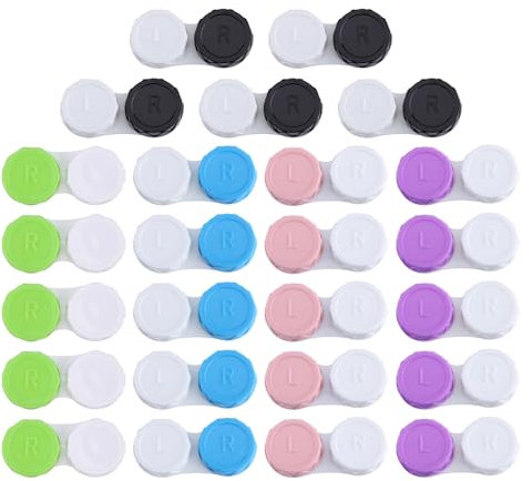 COACOM 25 Contenitori per Lenti a Contatto Portatili (Blu, Nero, Rosa, Verde, Viola)