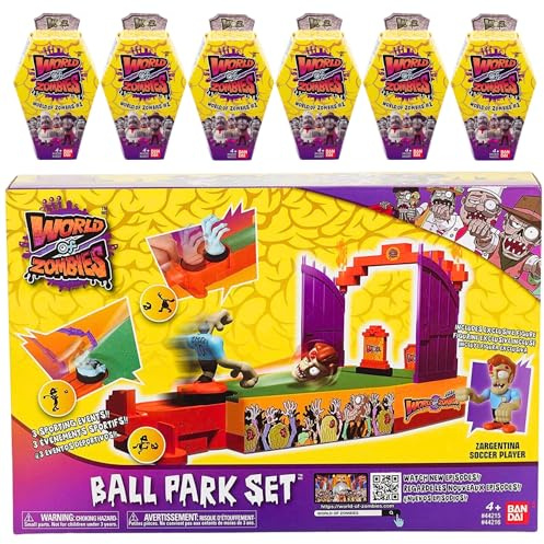 Toptoys2u Bargain Bundles World of Zombies - Figuras de acción articuladas de 3 pulgadas y 8 cm (Juego de parque de pelotas y 6 cajas ciegas WoZ)