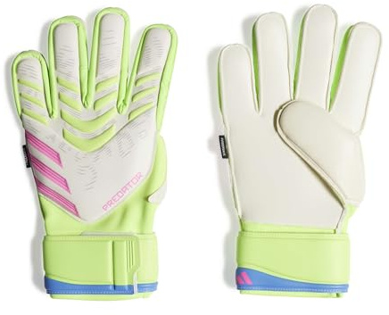 Adidas Unisex Match Fingersave Goalie Soccer Gloves, White/Lucid Lemon/Lucid Pink, 9