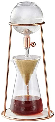 GUOQDAMI Caffettiera a sifone trasparente, caffettiera a infusione fredda con supporto in acciaio inossidabile, pentola superiore in vetro borosilicato da 400 ml Caffettiera Pour Over