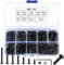 600 Pcs M2 Bolts Set, M2 Nuts and Bolts Set, Hex Socket Button Head Cap Screws Bolts and Nuts Set with Washers, Round Head Hex Head Machine Screws Bolts Assortment Kit, Black Bike Bolts, with Box