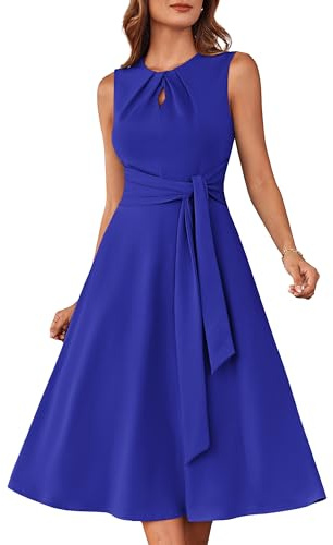 Women's Vintage 50s Swing A Line Rockabilly Dress for Cocktail Party Prom Royal Blue L