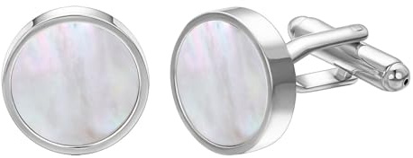 RunootPR Perlmutt Manschettenknöpfe Herren Hochzeit Silber Manchettenknoepfe Personalisiert Schmuck Geschenk