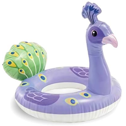Anello da nuoto per bambini 2 – 8 anni, gonfiabile, a forma di pavone, a forma di animale, a forma di animale, in PVC, per piscina, per ragazze, estate, piscina, acqua, giocattolo per attività