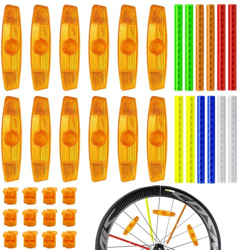 ElevaPulse 22tlg. Fahrrad Speichenreflektoren Set – 10x Katzenaugen Gelb & 12x Bunte Reflektorstäbe, Hohe Reflexion für Fahrrad Speichen, Zubehör für bessere Sichtbarkeit bei Dämmerung