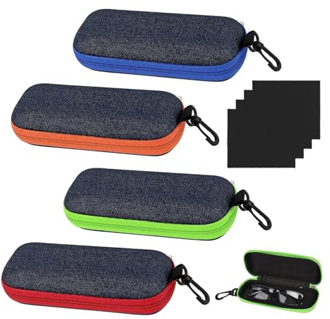 SZSMW 4 éTui Lunettes - Boite Lunette - Boite à Lunettes - Peut Accueillir Une VariéTé de Lunettes, C'Est Un pour La Famille, Les Amis Et Les CollèGues (Avec 4 Verres En Tissu)