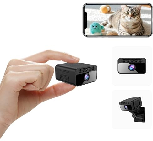 AOBOCAM Cámara Espía 4K Mini WiFi Interior/Exterior - Cámara Espía Oculta con Vision Nocturna/Detección de Movimiento, 2.4GHz, App Móvil (iOS/Android)，Casa/Oficina/Coche (W06)