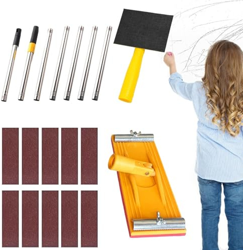 Mihauuke Ponceuse Pour De Plâtre - Manuelle Rotative Avec Tige Extensible | Perche de Ponçage Portative pour de Plâtre - Pour Terrasse Sol Plafond Amélioration De L Habitat Site De Construction