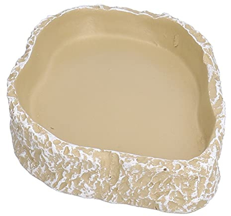 Aramox Bol de Nourriture pour Reptiles, Bol d'alimentation en Résine pour Reptiles, 4,2 X 3,0 Pouces, Fond Plat, Plat de Nourriture et d'eau Facile à Nettoyer pour Aquarium, Tortues, Lézards,