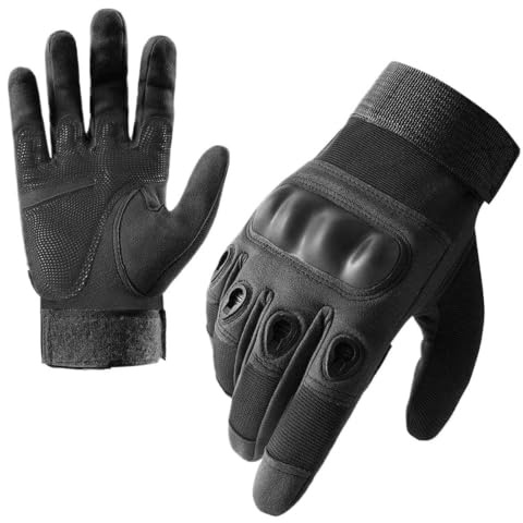 Gants d'équitation pour homme avec écran tactile intégral - Coque rigide antidérapante - Pour l'équitation en plein air - Noir - Taille L
