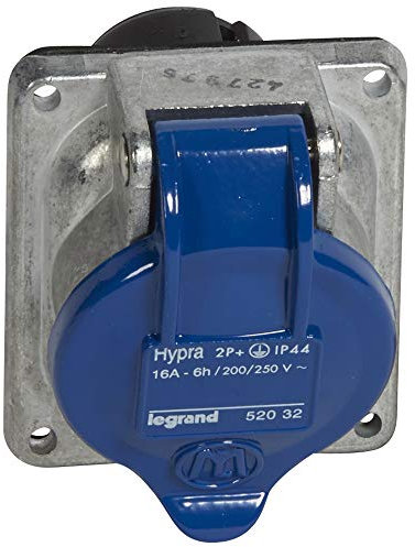 Prise fixe Hypra 16A - 2P+T - 200V~ à 250V~ métal - IP44