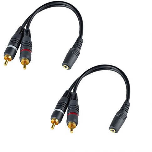 SIENOC 2 x 3,5 mm ljud hona till dubbel RCA hane 20 cm ljudkabel adapter