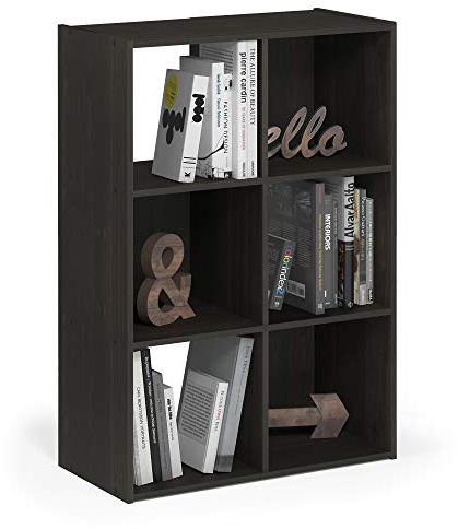 Furinno PELLI Book Shelf, 3x2 Bookshelf, Cube Storage Organizer Cabinet, 11.6 x 24.2 x 35.9, for Living Room, Bedroom, Home Office, Espresso