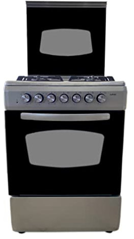 Cucina LAREL silver/inox 60x60 4 fuochi con forno ELETTRICO, grill elettrico e coperchio IN VETRO