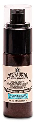 Aceite para el Cuidado de la Barba - Aceite Hidratante para Antes y después del Afeitado Hombre - 30 ml - Contiene Aceite de Chia, Almendras y Té Verde - Sir Fausto
