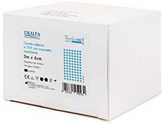 DEALFA Cerotto Adesivo Estensibile in TNT con Cuscinetto Assorbente e Antiaderente - Rotolo cm 6x5 mt - Ritagliabile secondo le diverse esigenze - Monouso - Confezione da 1 Pezzo