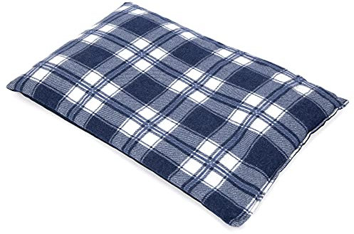 GIRAFFENLAND Dinkelkissen 30 x 20 cm, Flanell karo-blau - Als Wärmekissen & Kältekissen - Dinkel Körnerkissen für Mikrowelle und Backofen - 30x20cm