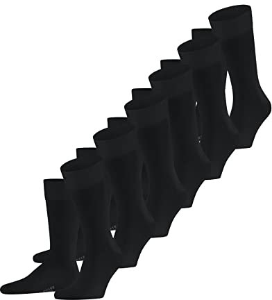 FALKE Herren Socken Happy Multipack M So Baumwolle einfarbig 6 Paar, Schwarz Black 3000, 39-42