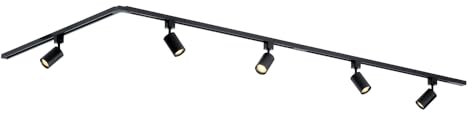 Qub Focus III 1-Phase Spotlight Track Lighting - 300 cm - 5X GU10 Heads - 3X 1m Rails - L-Form - Ceiling Spotlight Black - Extendable & Flexible - LED-Compatible - Modern Design Track Lighting