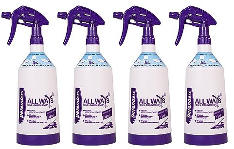 Defenders All Ways Home and Garden Sprayer Bottle – 1L, Multi-Use - Indoor Plants, Cleaning, Outdoor, Garden, Fertilisers, Pesticides & Weed Killers - 4pack