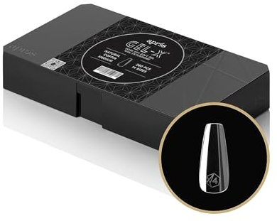 Apres Gel-X Coffin Boîte de 280 faux ongles en gel souple, 14 tailles 00-9 | Demi-tailles incluses (cercueil naturel, taille M, 280 pièces)
